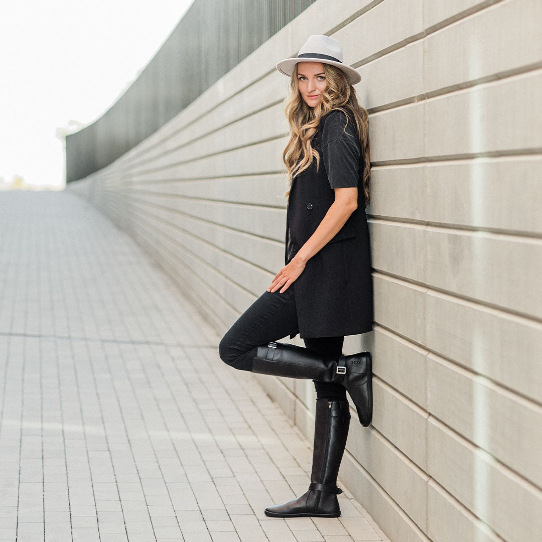 GLAM Black Leather barefoot boots