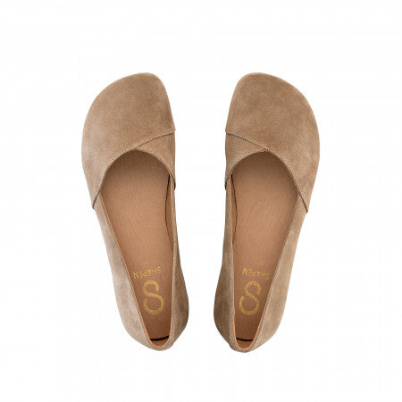 PEONY Beige Suede barefoot ballerinas