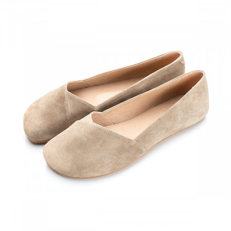 PEONY Beige Suede barefoot ballerinas